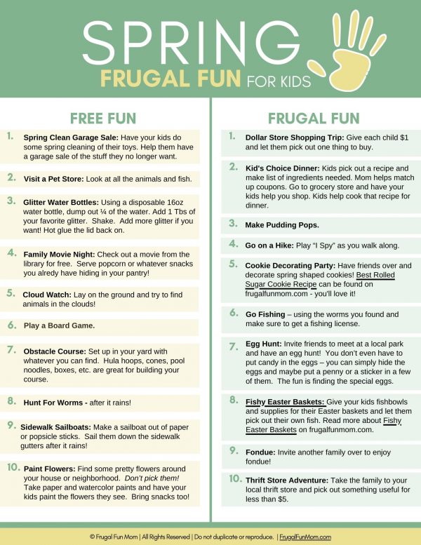 Ultimate Guide To Frugal Fun For Kids Spring | Frugal Fun Mom
