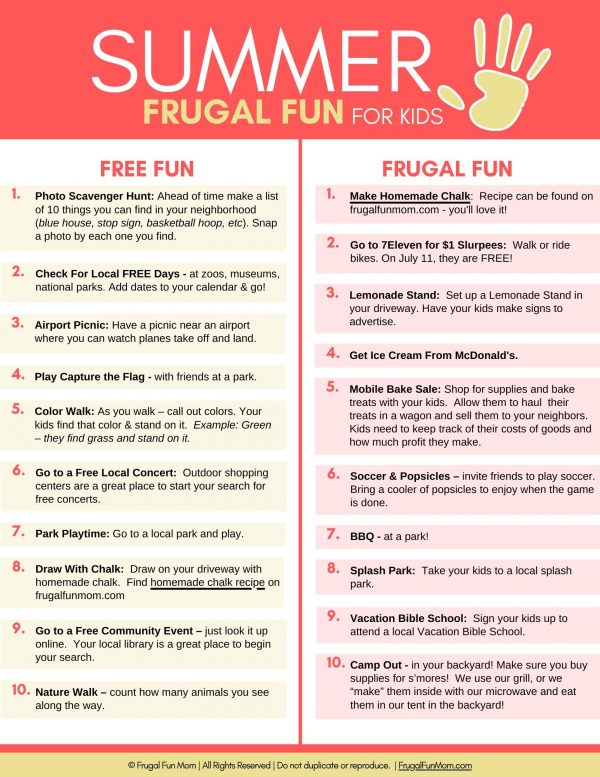 Ultimate Guide To Frugal Fun For Kids Summer | Frugal Fun Mom