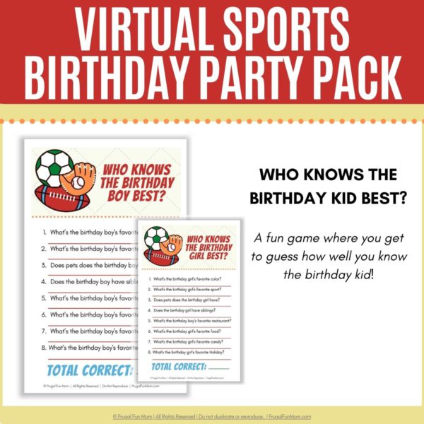 Virtual Sports Birthday Party Pack | Frugal Fun Mom